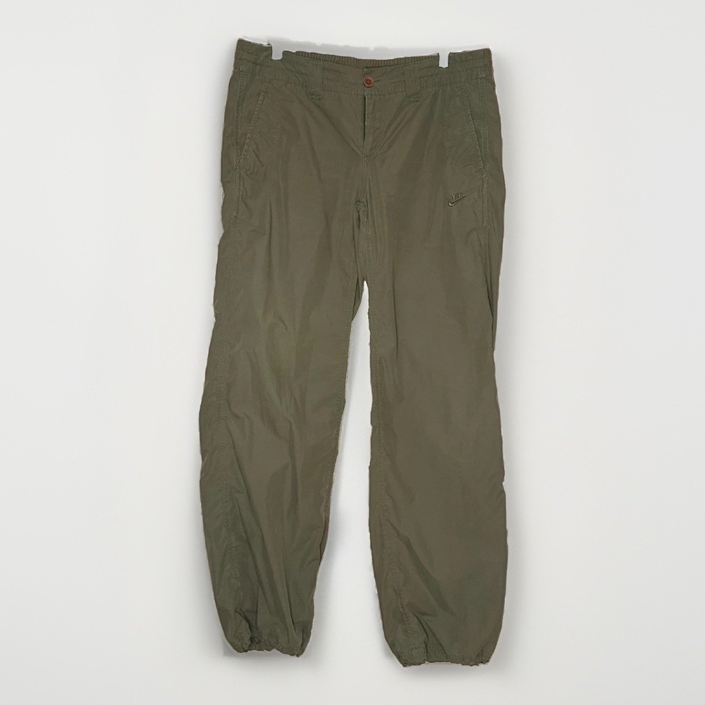 Vintage Nike Sportswear M Tan Khaki Joggers Pants Y2K Swoosh Baggy Nylon